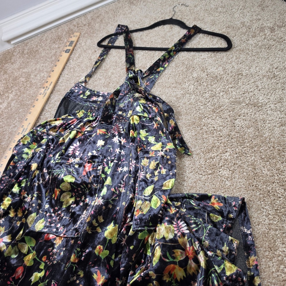 Natural Life Jumpsuit Dark Floral Velvet Wide Leg Boho Medium NWT - Picture 9 of 9